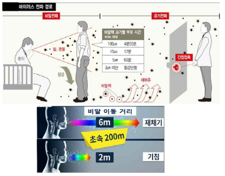 바이러스 전파 경로 비교