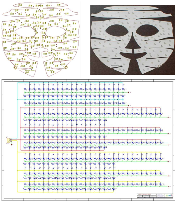 LED 모듈 어레이 거버 파일, SMT공정이 완료된 FPCB 사진 및 회로도