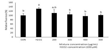 Effect of Mixture on Intracellular ROS Level in C2C12 Myotube Cell