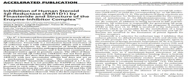 5-β reductase를 이용한 Finasteride의 억제 효과 연구 논문