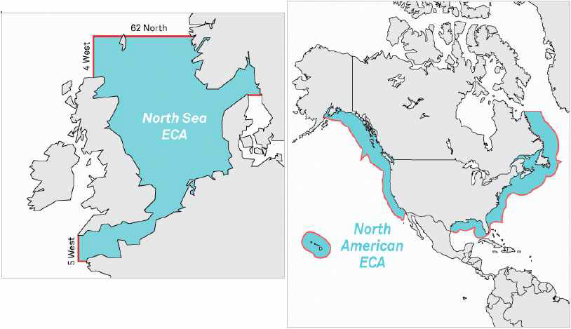 배출가스 통제구역(북해, 발트해,북아메리카 해역) (※ 쉬퍼스 저널)