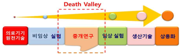 의료기기 실용화 과정의 공백영역 발생에 따른 death valley 형성