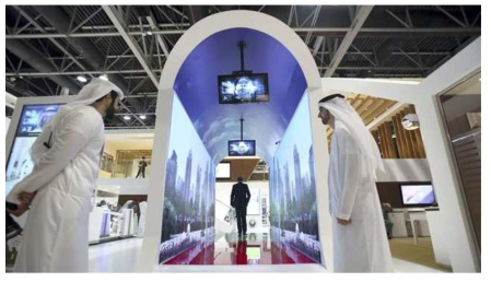 두바이 공항의 가상수족관 터널형 출입국심사대