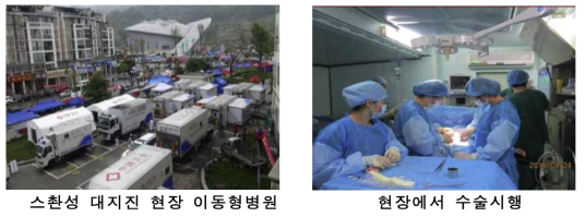 중국 스촨성 지진시의 이동형병원 활용