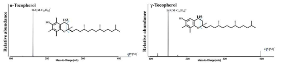 MS/MS spectra of α, γ-tocopherols