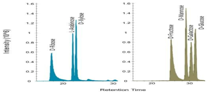 Chromatograms of monosaccharides by LC-HRMS