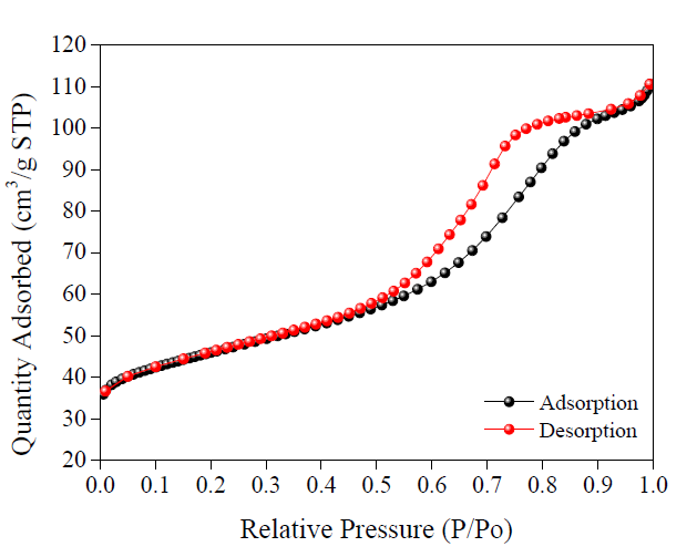 F-1 촉매의 N2 adsorption-desorption isotherms