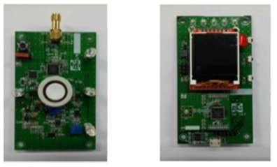 시제작 PCB(左 검지부, 右 표시부)