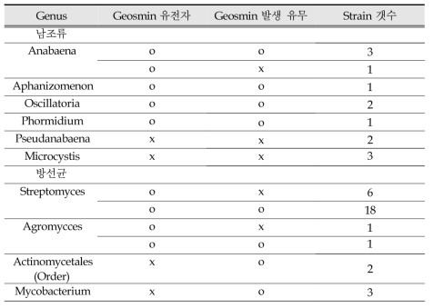 Geosmin gene and production of geosmin in Cyanobacteria and Actinobacteria