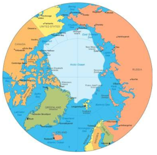 북극해와 주변 바다 출처 : geology.com (http://geology.com/world/arctic-ocean-map.shtml)