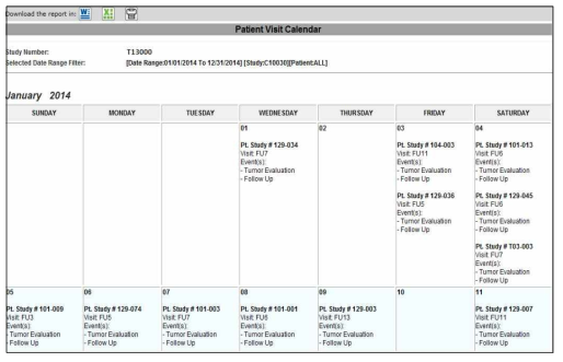 Manage > Patients: 일정표(Calendar) 적용 시