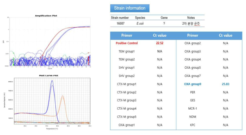 질병관리본부 16087 균주 적용시험 결과