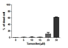 Tamoxifen의 농도에 따른 세포사멸 분석