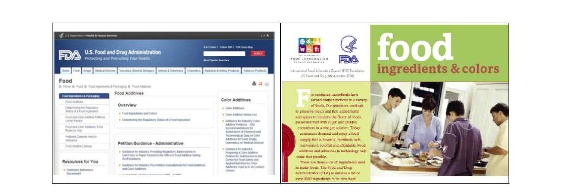 FDA Web site(www.fda.gov) and Food Ingredients & Color Brochure