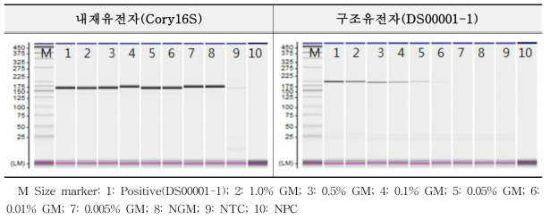 유전자변형 미생물 DS00001-1에 대한 민감도 1차 시험 결과