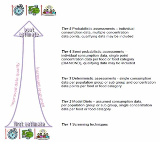 Schematic illustration of FSANZ’s tiered approach to conducting dietary expose assessments