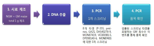 유전자변형 옥수수 스크리닝 개선 시험법 적용성 시험 체계