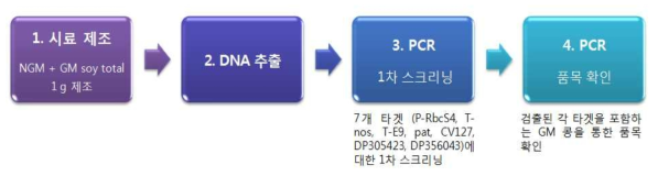 유전자변형 콩 스크리닝 시험법 적용성 시험 체계