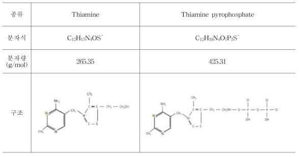티아민 및 티아민 피로인산의 화학적 특성