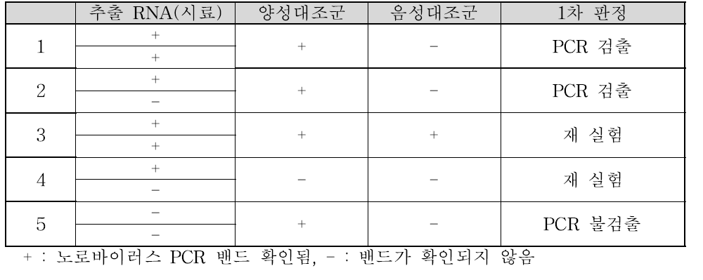 노로바이러스 PCR 결과판정 (예시)