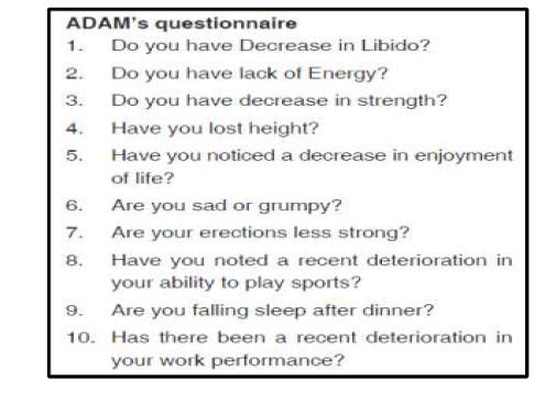 ADAM´s questionnaire 자료: Indian Journal of Medical Science, 65(9), 379-386, 2011