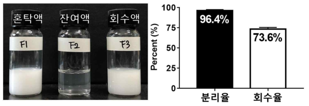 해바라기씨 시료 내 이산화티타늄 자성분리 및 회수 결과