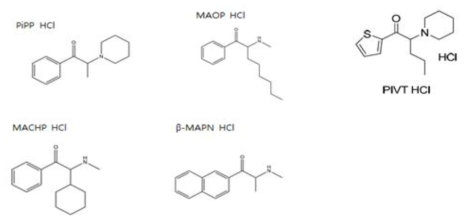 개발된 QSAR 모델을 검증하기 위해 선정된 신종유사마약류 5종