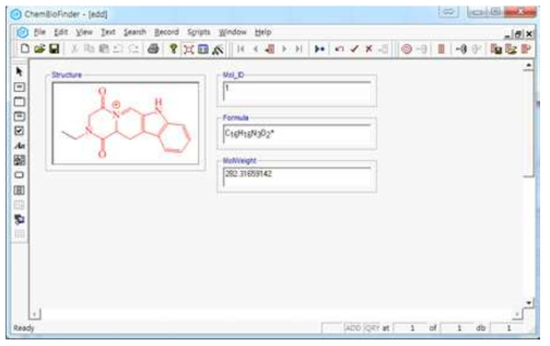 ChemBioFinder를 이용한 유사체 데이터베이스의 구축
