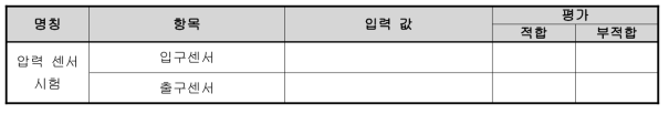 압력 센서 시험 기록표