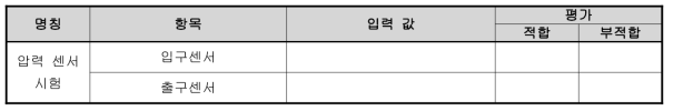 압력 센서 시험 기록표