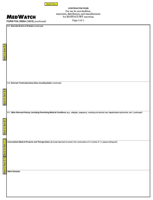 미국 FDA form 3500A-3/3