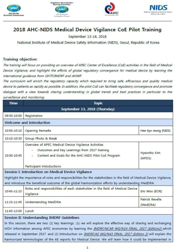 AHC-NIDS Medical Device Vigilance CoE Pilot Training-1/3