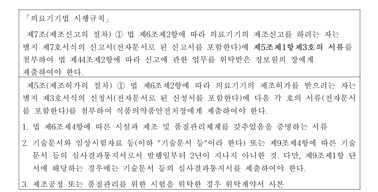 신고대상 의료기기의 기술문서 제출 면제조항