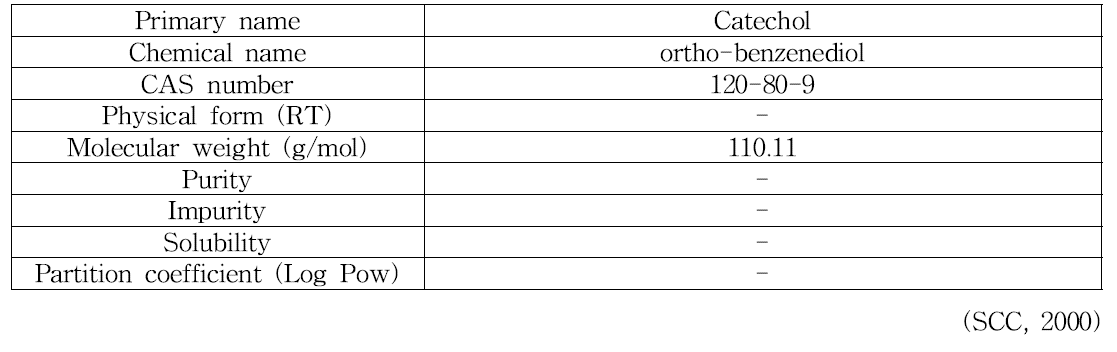 Catechol의 물리화학적 특징