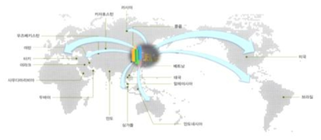 주관기관의 지점현황 (국내(60여개)/국외(20여개))