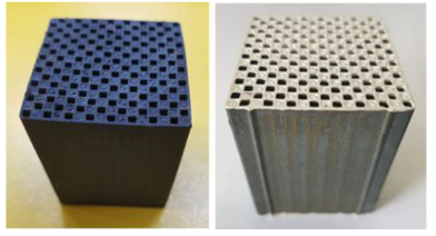 전극 형성 전/후의 Honeycomb-typed Heatable filter