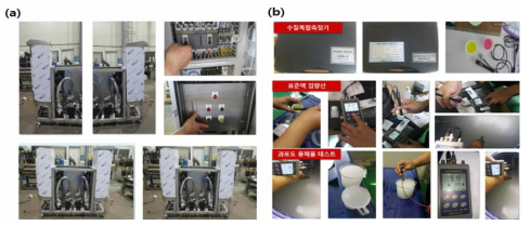 나노 마이크로버블 발생장치의 제작 (a) 및 기초 테스트 (b)