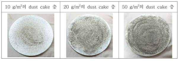 실험에 사용된 dust cake 층이 형성된 QMA filter