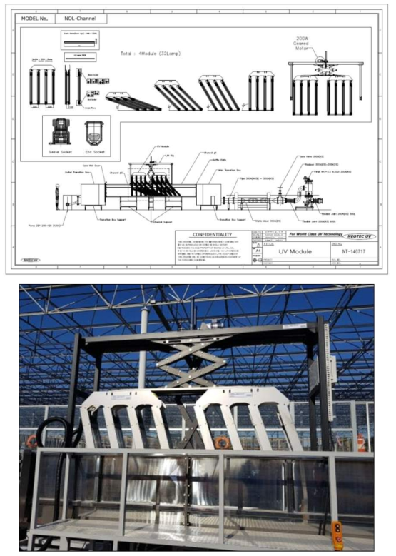 자외선 소독모듈의 설계 도면 및 제작 사진