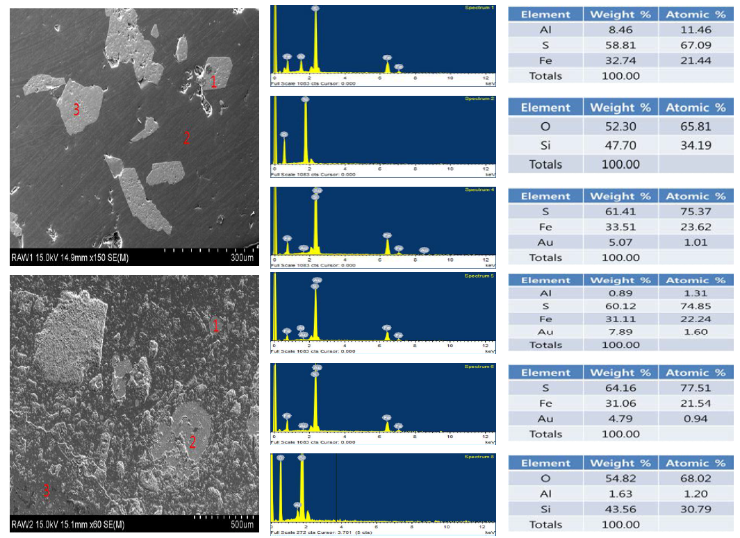 원광에 대한 SEM-EDS 분석결과