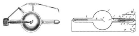 냉음극형 Crookes X-선관(좌)과 열음극형 Coolidge X-선관(우)