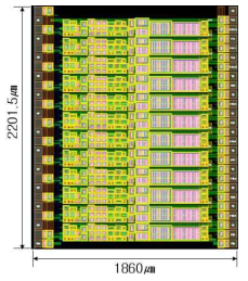 0.18㎛ 70V BCD 공정을 이용하여 설계된 게이트 구동 칩의 레이아웃 이미지