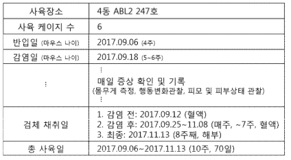 동물실험 일정 및 진행 현황