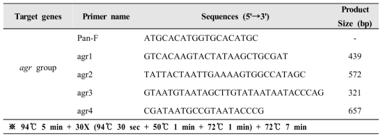 agr typing multiplex PCR primer