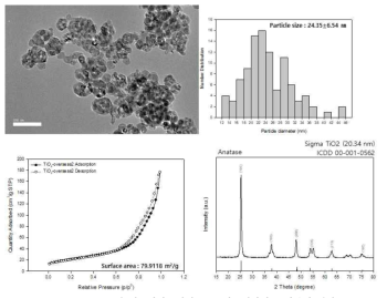 국외 시그마알드리치 TiO2 나노입자의 물성분석 결과