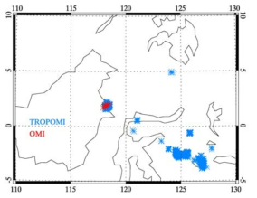 Identical DCC detection with TROPOMI and OMI