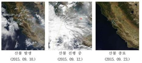 MODIS fire mask images of Amador, California