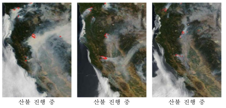 MODIS fire mask images of wildfires in California, 2018