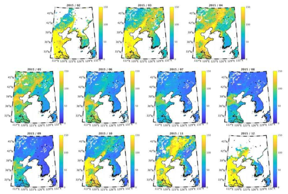 Satellite-derived PM10 monthly map using real-time training over the East Asia in 2015