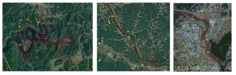 Geographical location of the survey(Left-Okjeongho wetland, Center-Binaesum wetland , Right-Jangrok wetland)